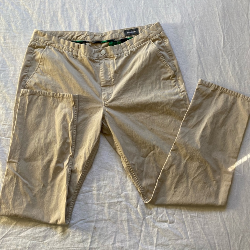 Bonobos Pants Mens 40x32 Ivory Chino Slim Straight Solid Cotton